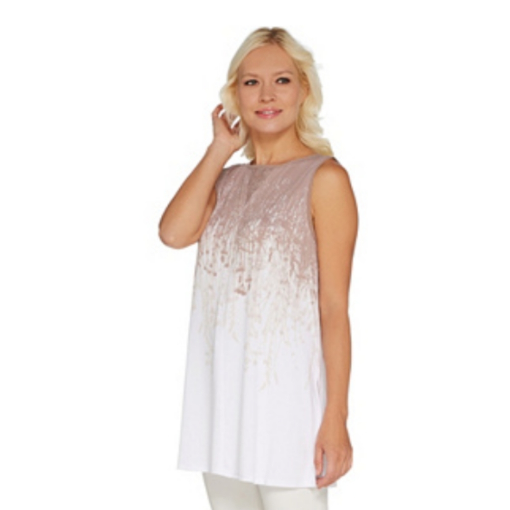 NEW Lisa Rinna Reverse Border Print Tunic